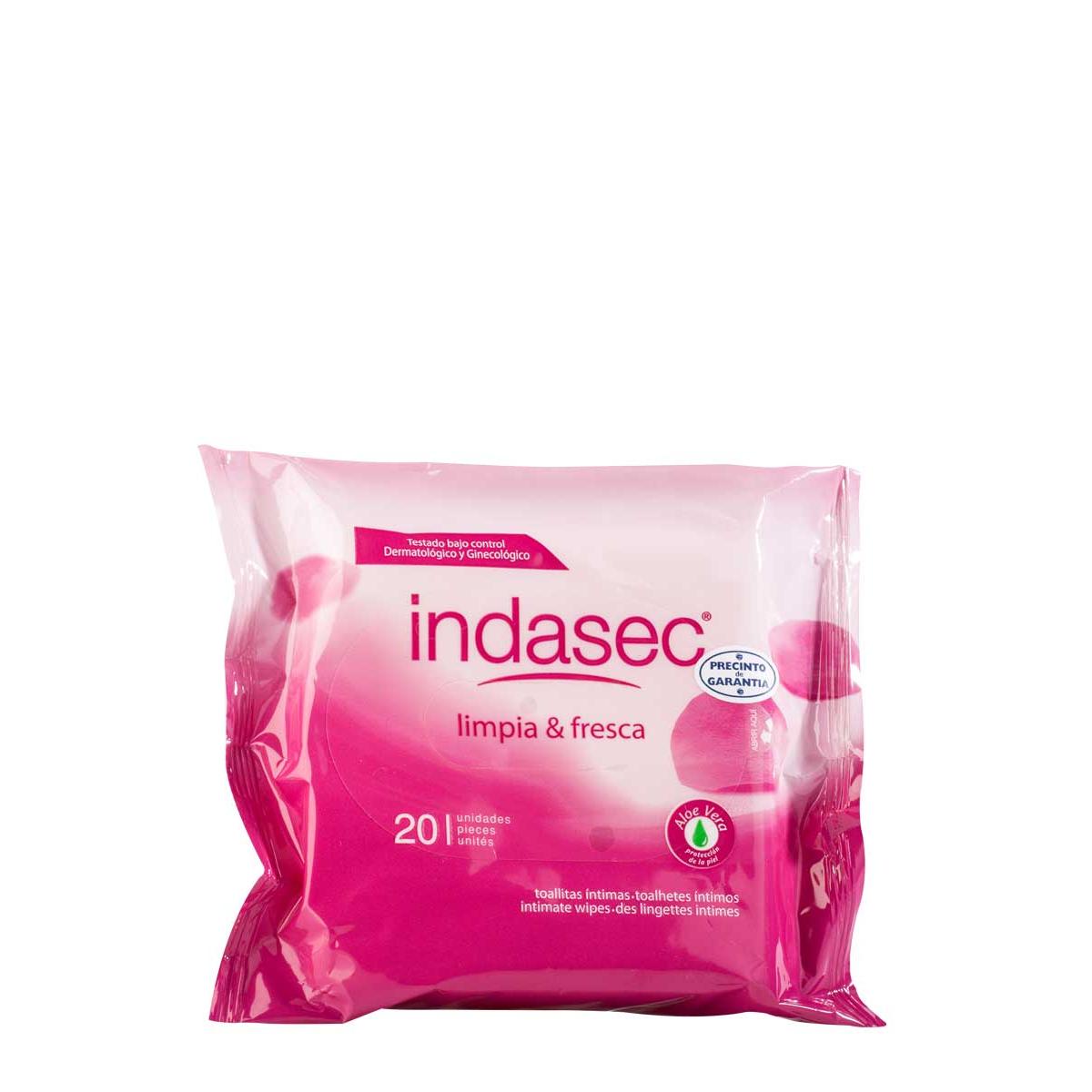 Toallitas higiene intima indasec 20 unidades