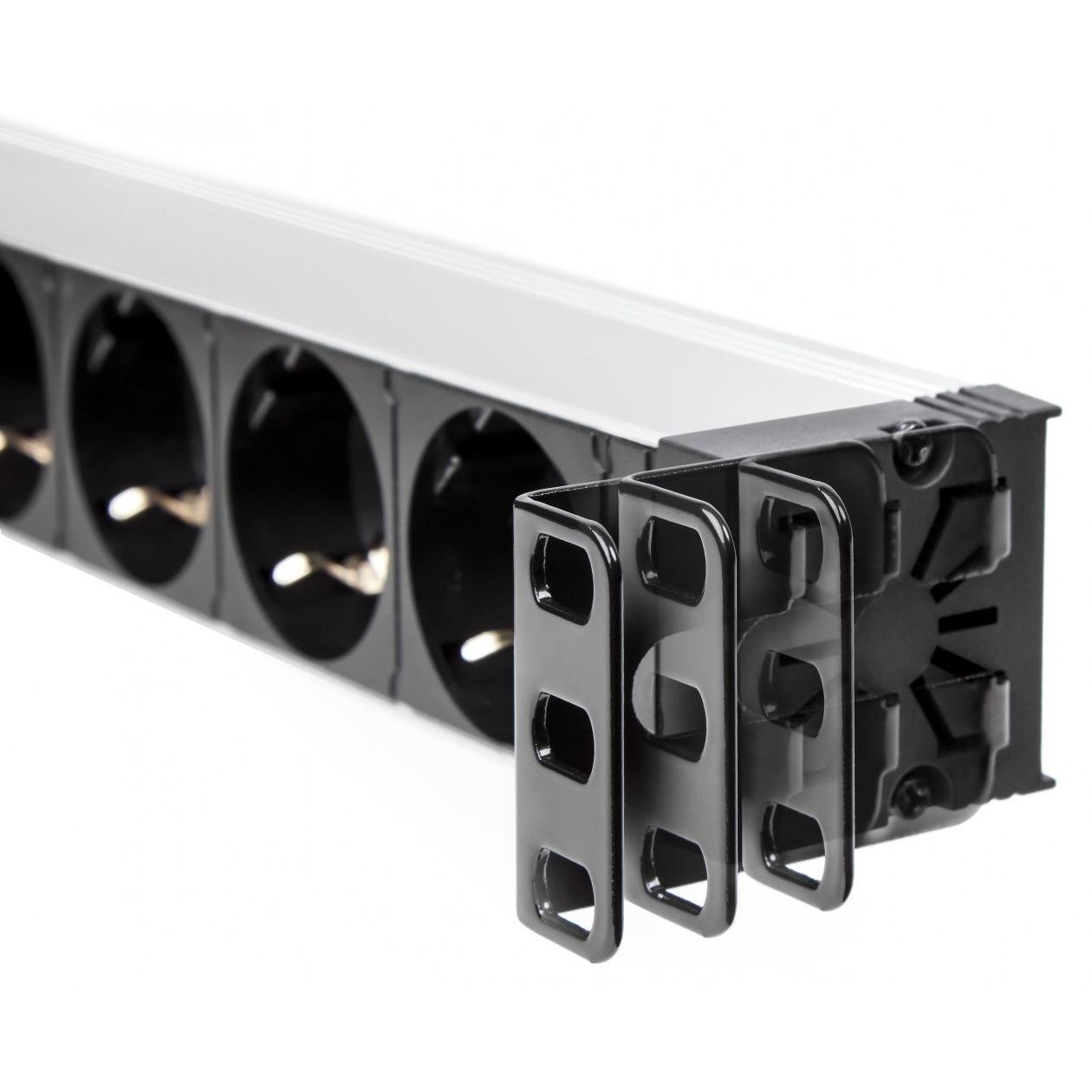 Salicru - Regleta de corriente SPS.8F.PDUSCH/SCH para racks y centros de datos, 8 tomas Schuko, diseño 1U en aluminio, 16 A, 100–250 V