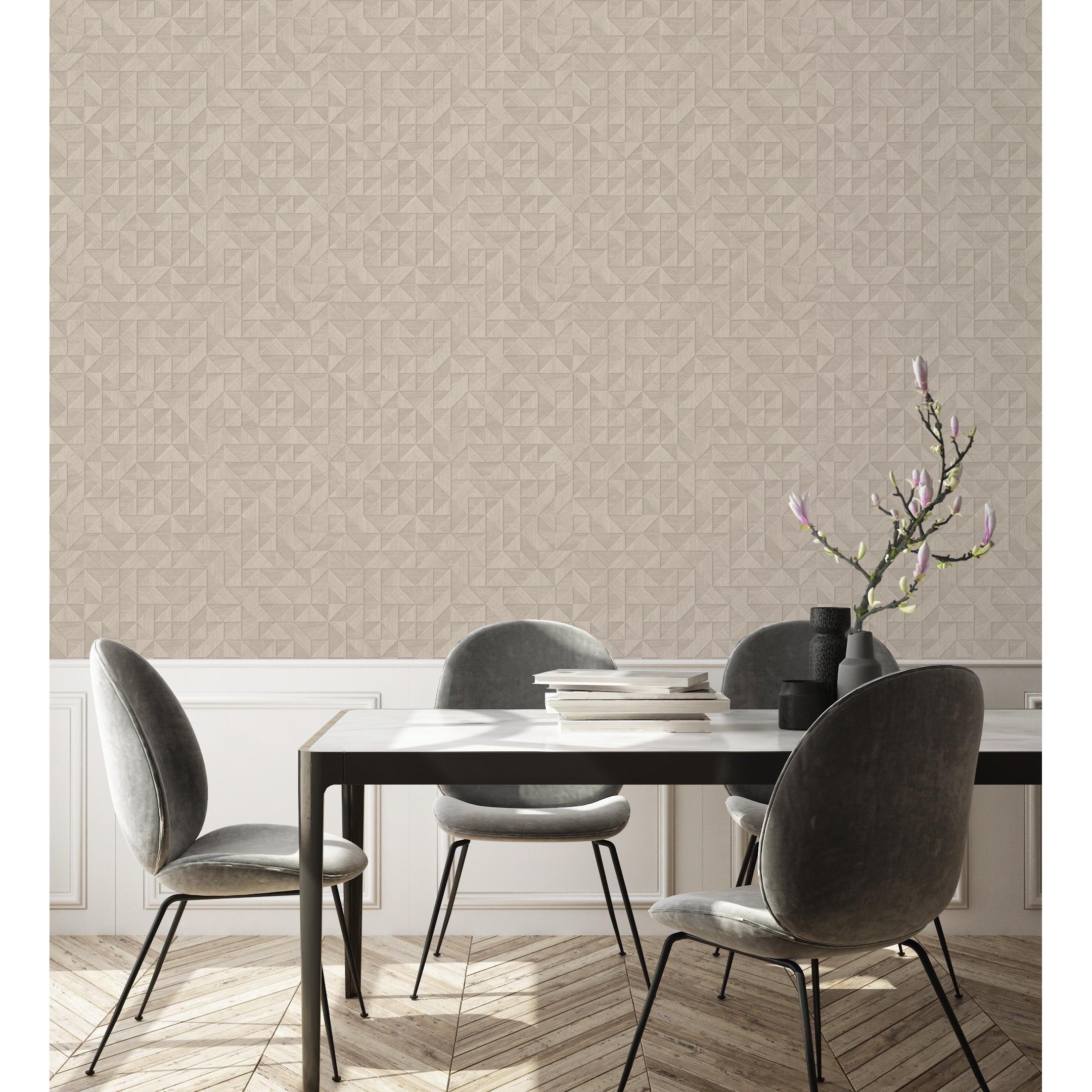 Papel pintado vinílico ecológico geométrico efecto madera textura en relieve - Fort William 679282 de GAULAN - Rollo de 10 m x 0,53 m