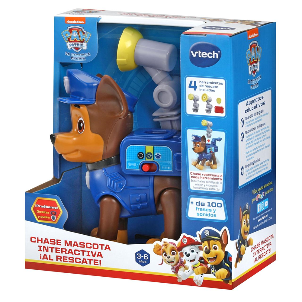 Mascota interactiva Chase  ¡Al rescate!. Juega con sus accesorios y completa las misiones de rescate (Vtech 80-563122)