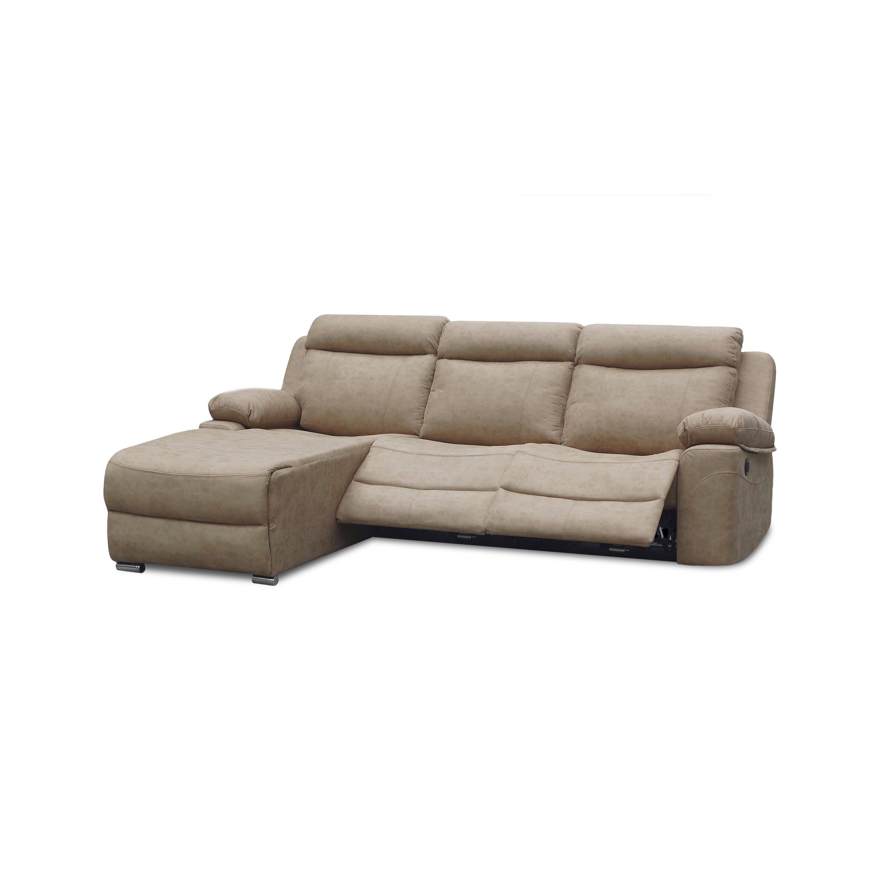 Sofá relax eléctrico con chaiselongue derecho Nellie 3 plazas