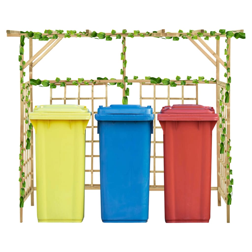 vidaXL Pérgola de jardín para cubos de basura madera pino impregnada en dimensiones 140 x 80 x 168 cm/200 x 80 x 168 cm