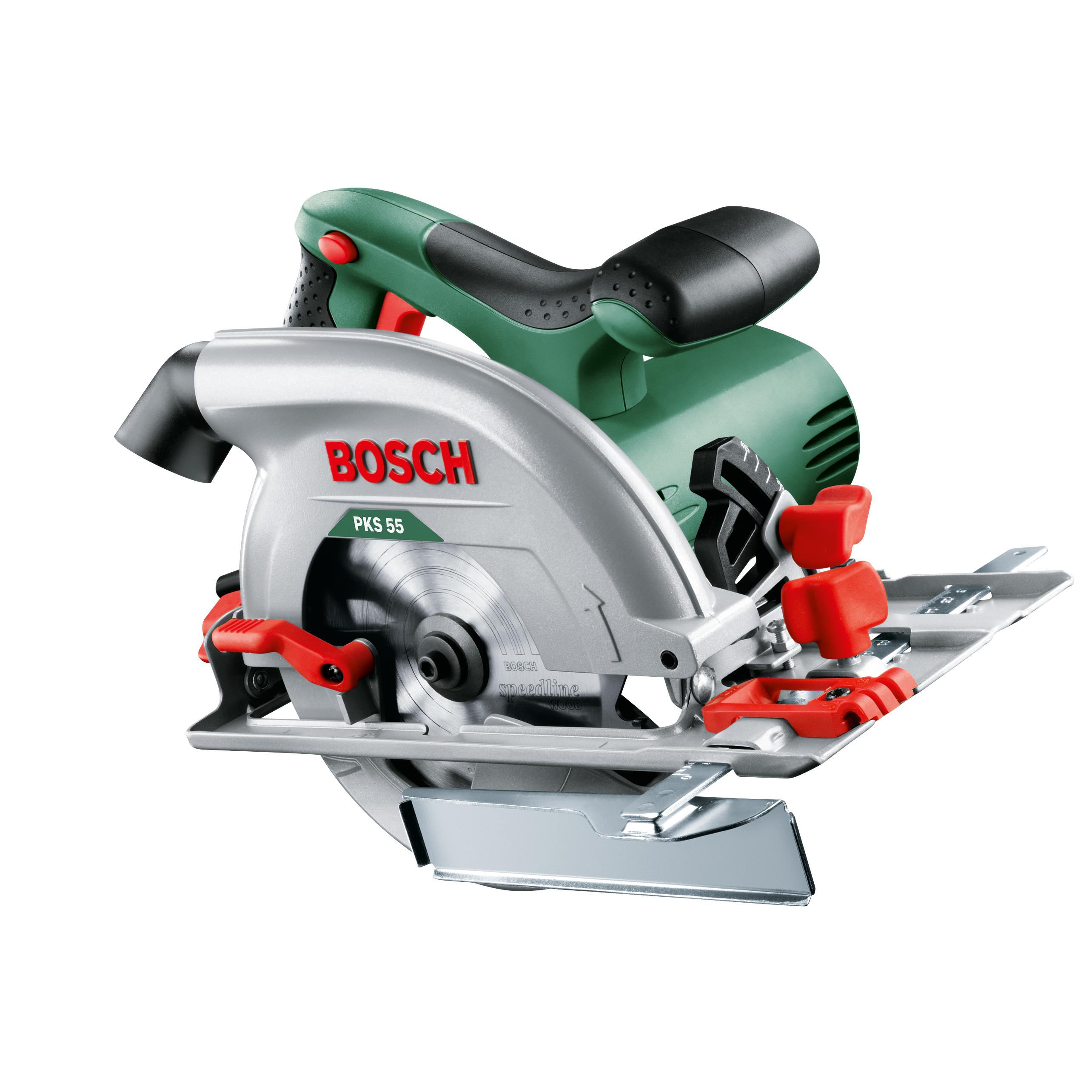 Bosch - Sierra Circular con Cable - PKS 55 - 1200W, Disco de 160mm, corte a 90º 0-55mm, con Hoja de Sierra y Tope Paralelo