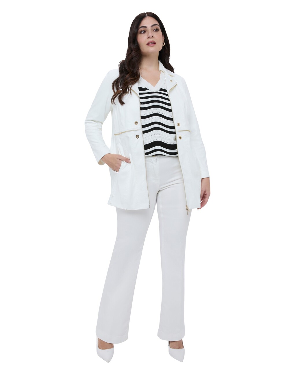 Fiorella Rubino - Abrigo soft touch con cremalleras decorativas