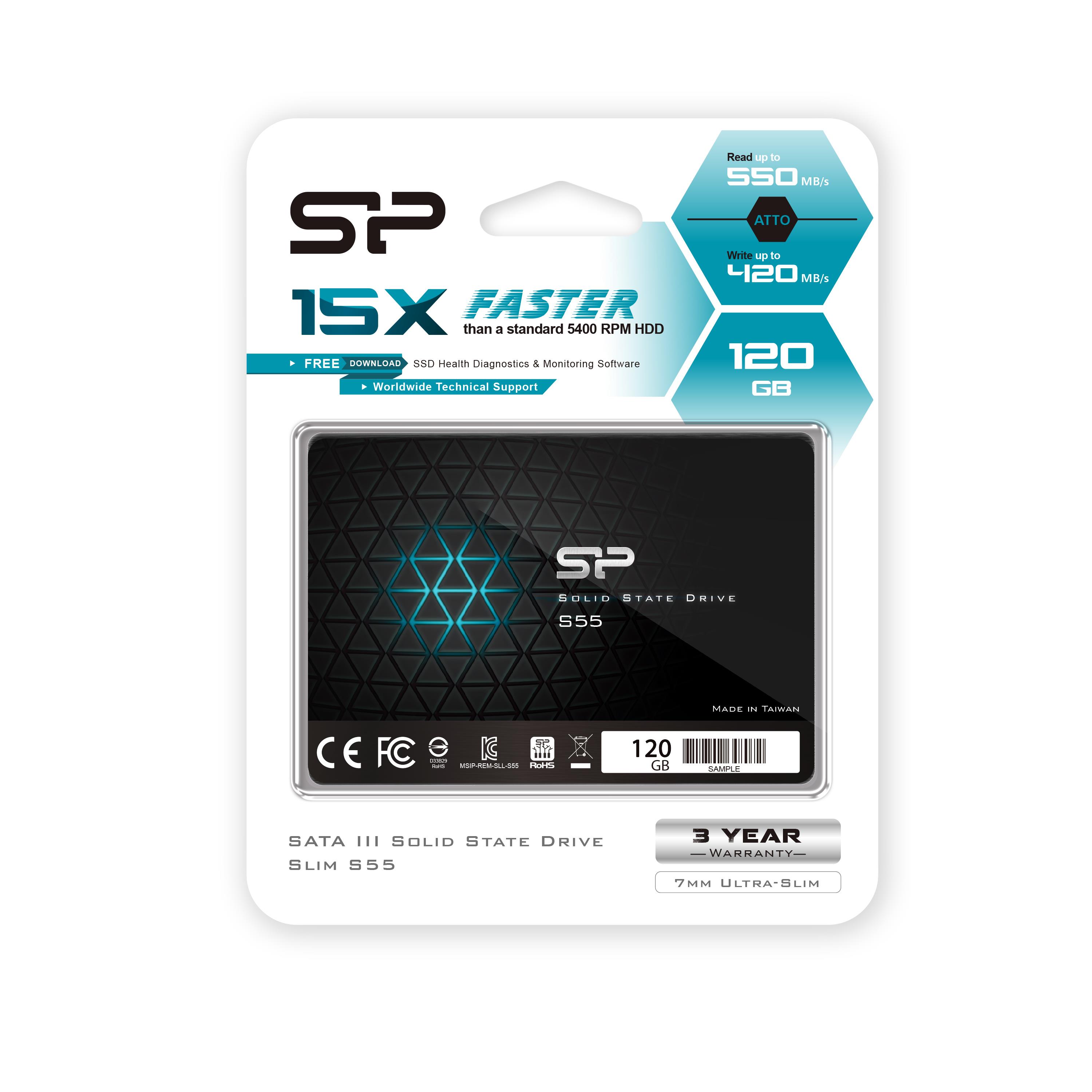 Disco Duro Silicon Power S55 2.5" SSD 120 GB 7 mm Sata III Ultra Slim