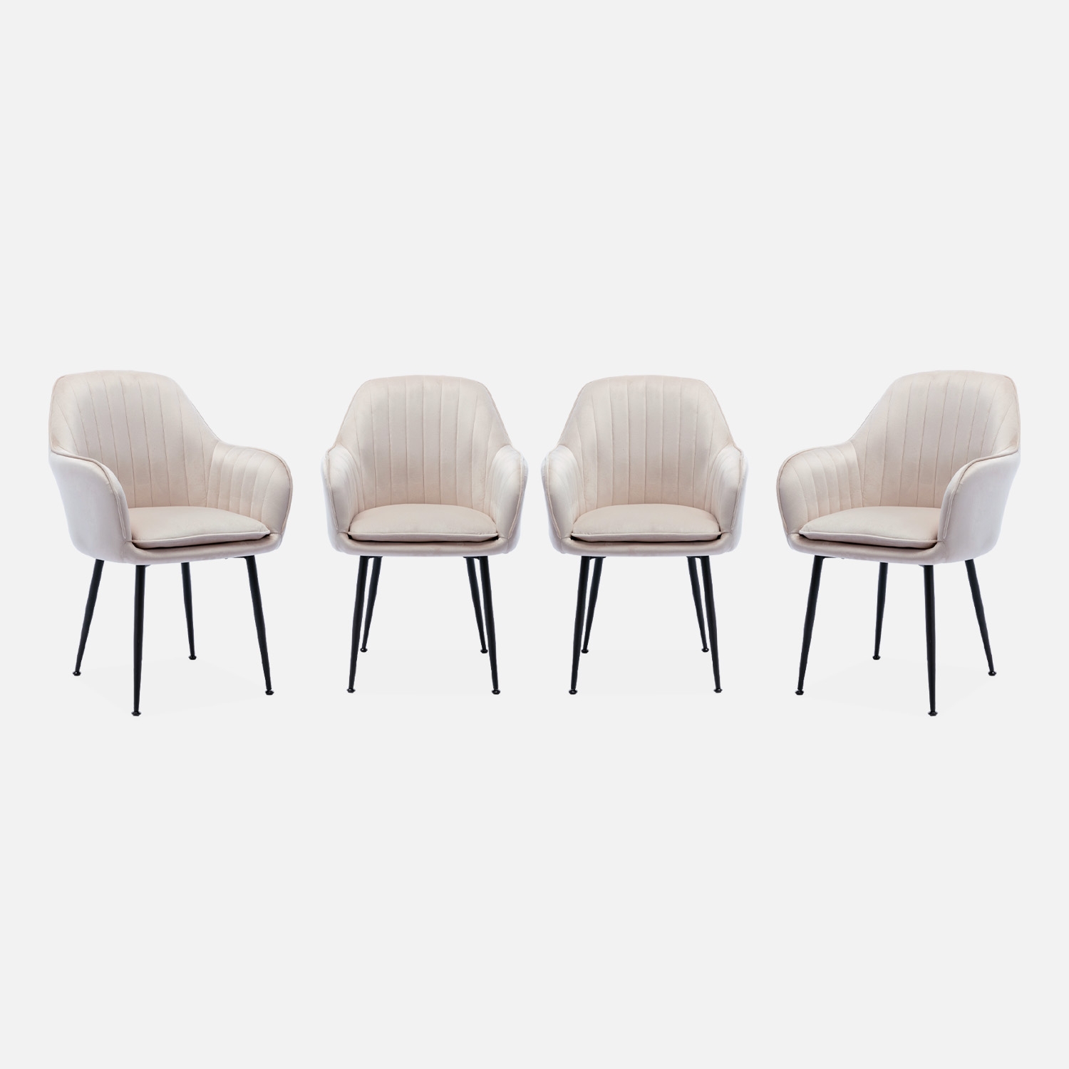 sweeek - Sillón de terciopelo con patas de metal, set de 4 , Shella , 57x59x84