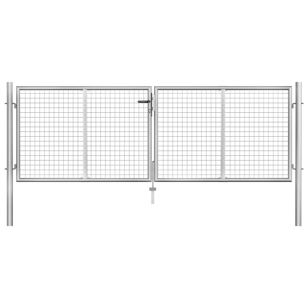 vidaXL Puerta de Jardín Acero Galvanizado Plateado Cercado Entrada Dimensiones 105 x125 cm,  105 x150 cm,  105 x175 cm y mas