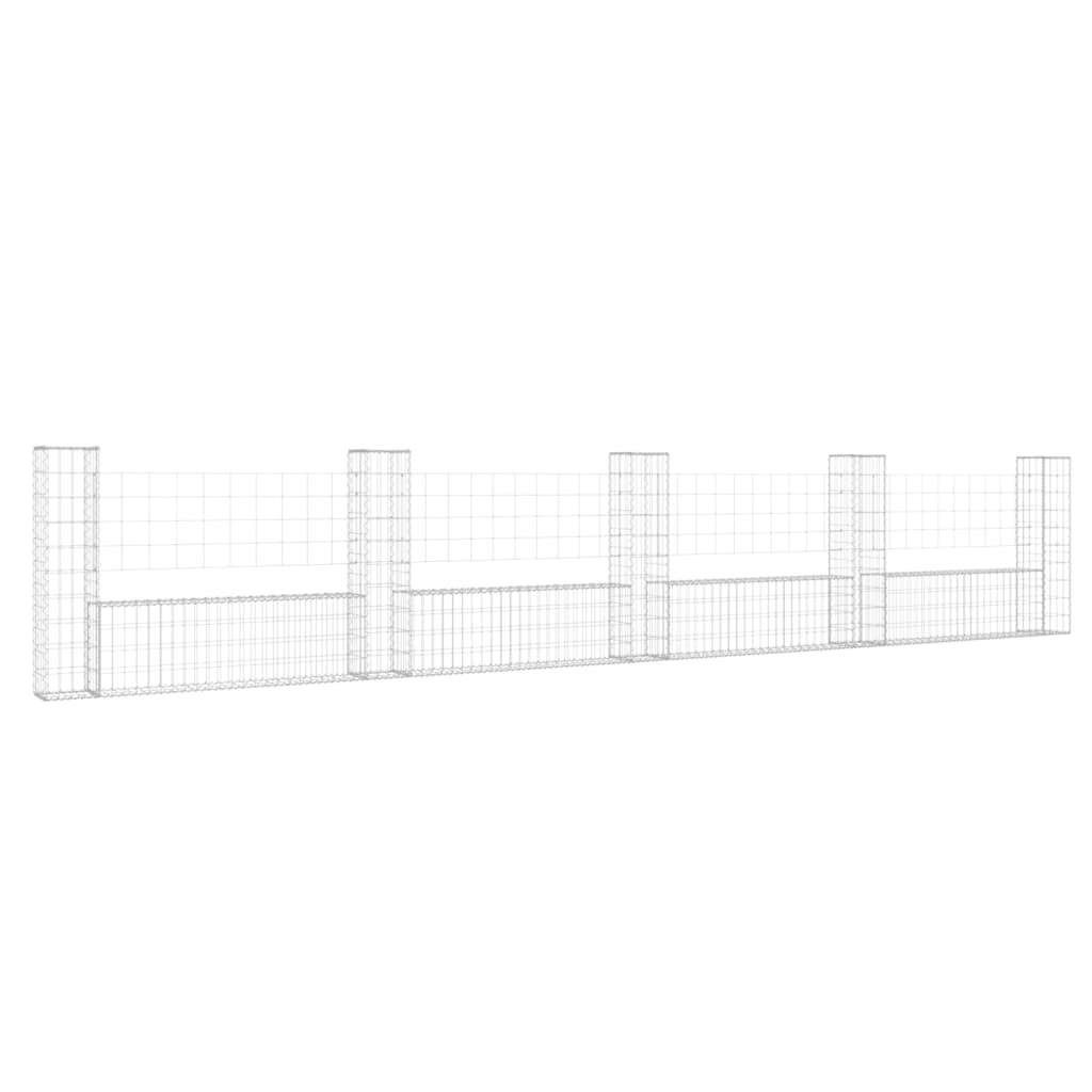 Vidaxl Cesta de Gaviones Forma de U 6 Postes de Hierro 500 X 20 X 100 Cm