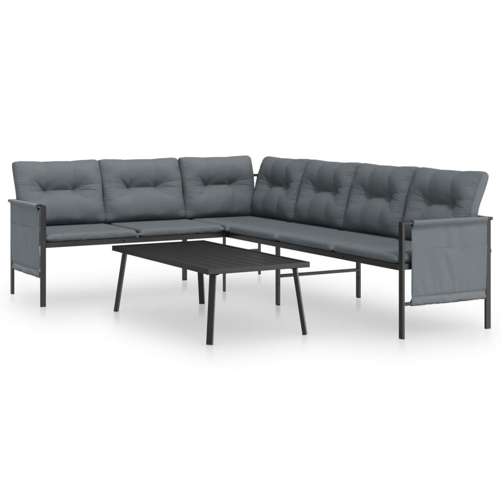 vidaXL Juego de muebles de jardín 2 piezas acero gris antracita