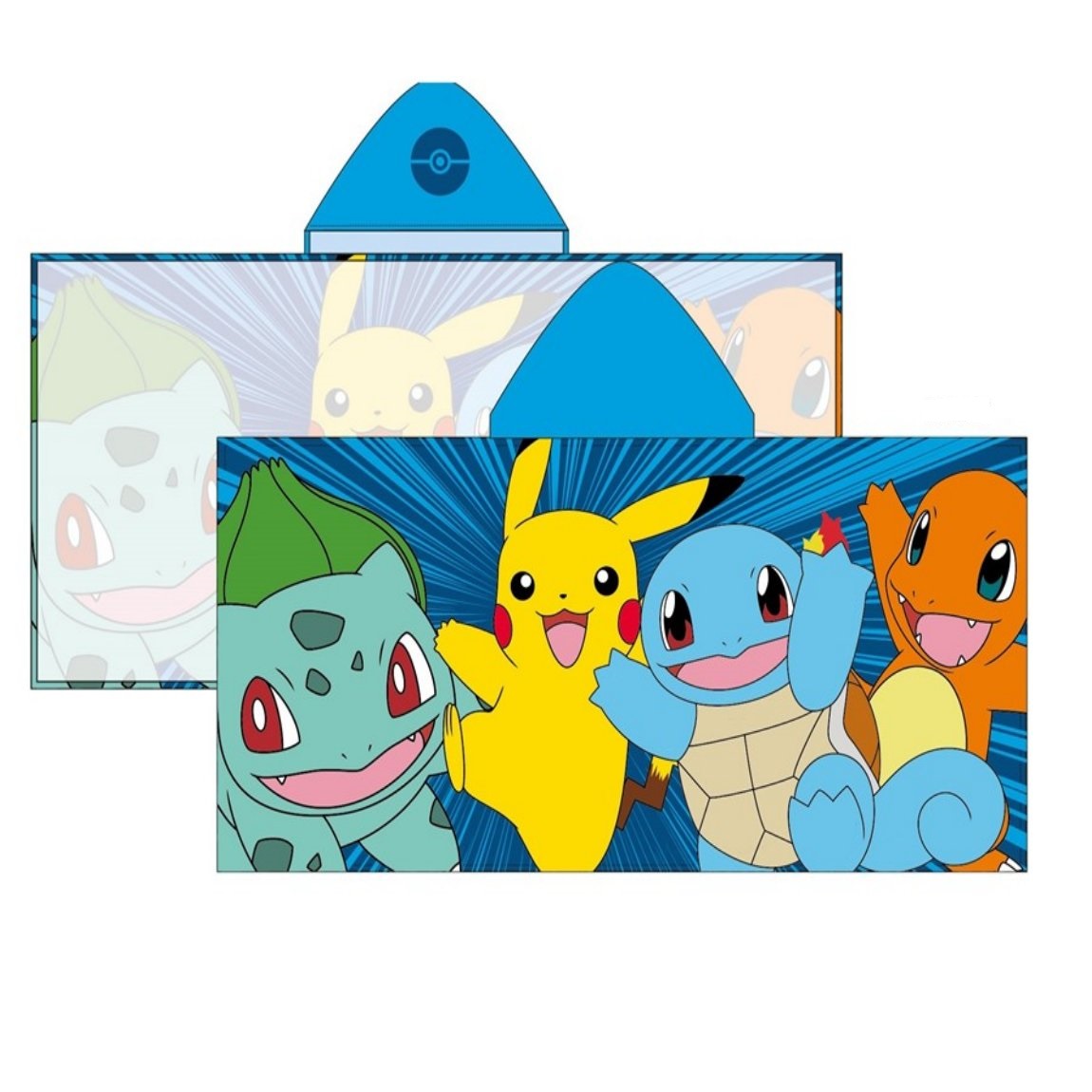 Toalla Playa o Piscina Microfibra Pokemon Con Capucha 130x60cm