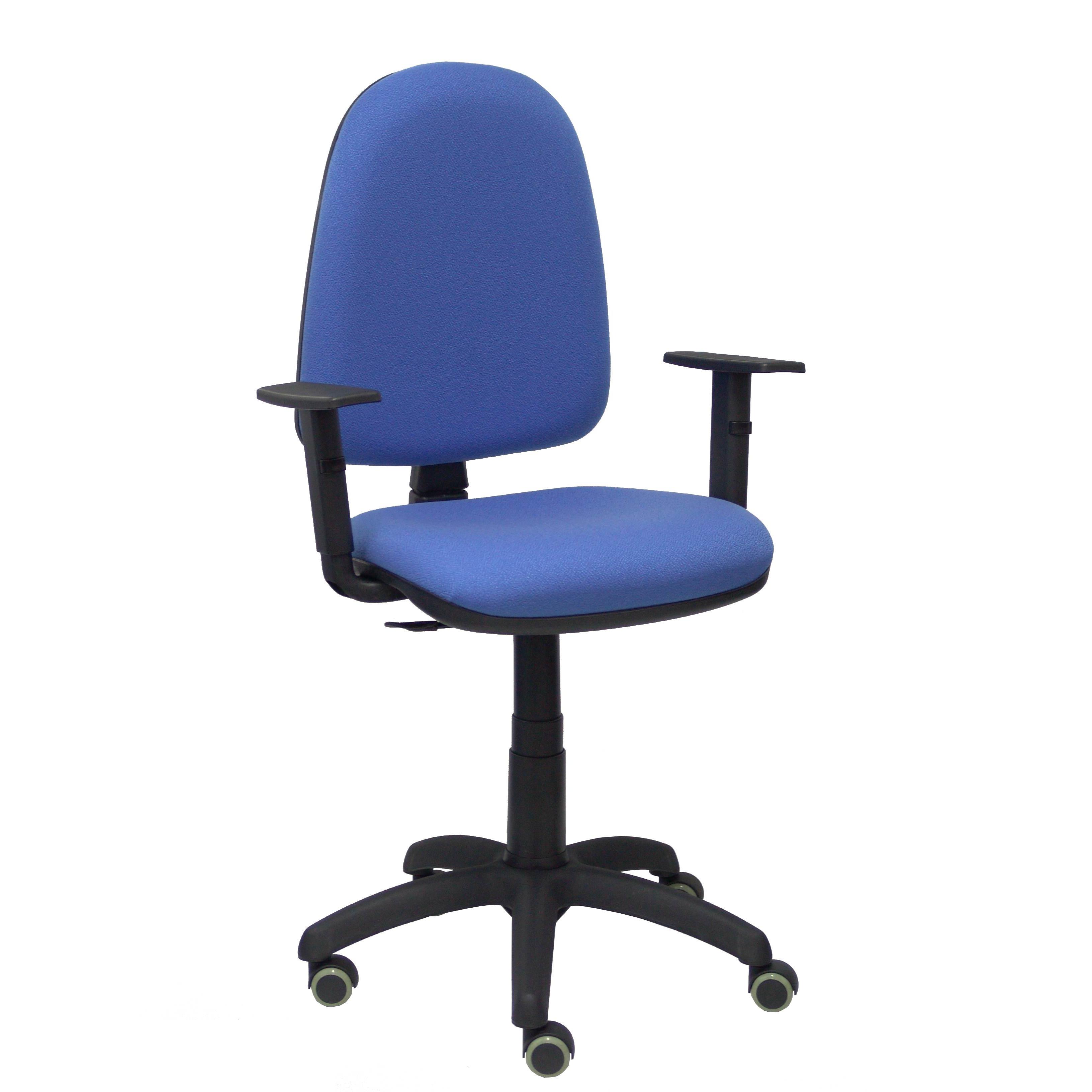 Piqueras Y Crespo Silla de Oficina Ergonómica Bali Azul Claro con Brazos Regulables y Ruedas de Parqué