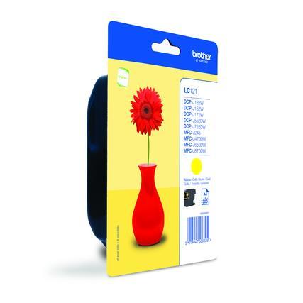 Brother - Cartucho de tinta LC121YBP amarillo para impresoras MFC-J870DW, MFC-J470DW y DCP-J152W, rendimiento hasta 300 páginas