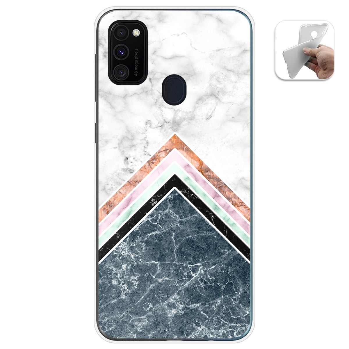 Tumundosmartphone Funda Gel Tpu para Samsung Galaxy M30s / M21 diseño Mármol 05 Dibujos