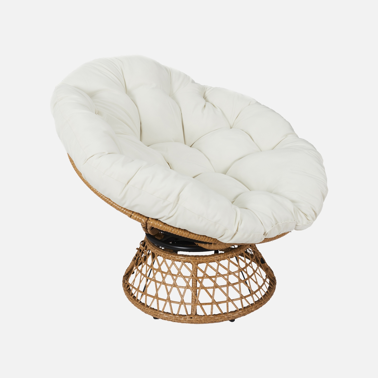 sweeek - Sillón papasan giratorio en poliratán, para exterior/interior, 96cm , Tahiti , 96x77x86