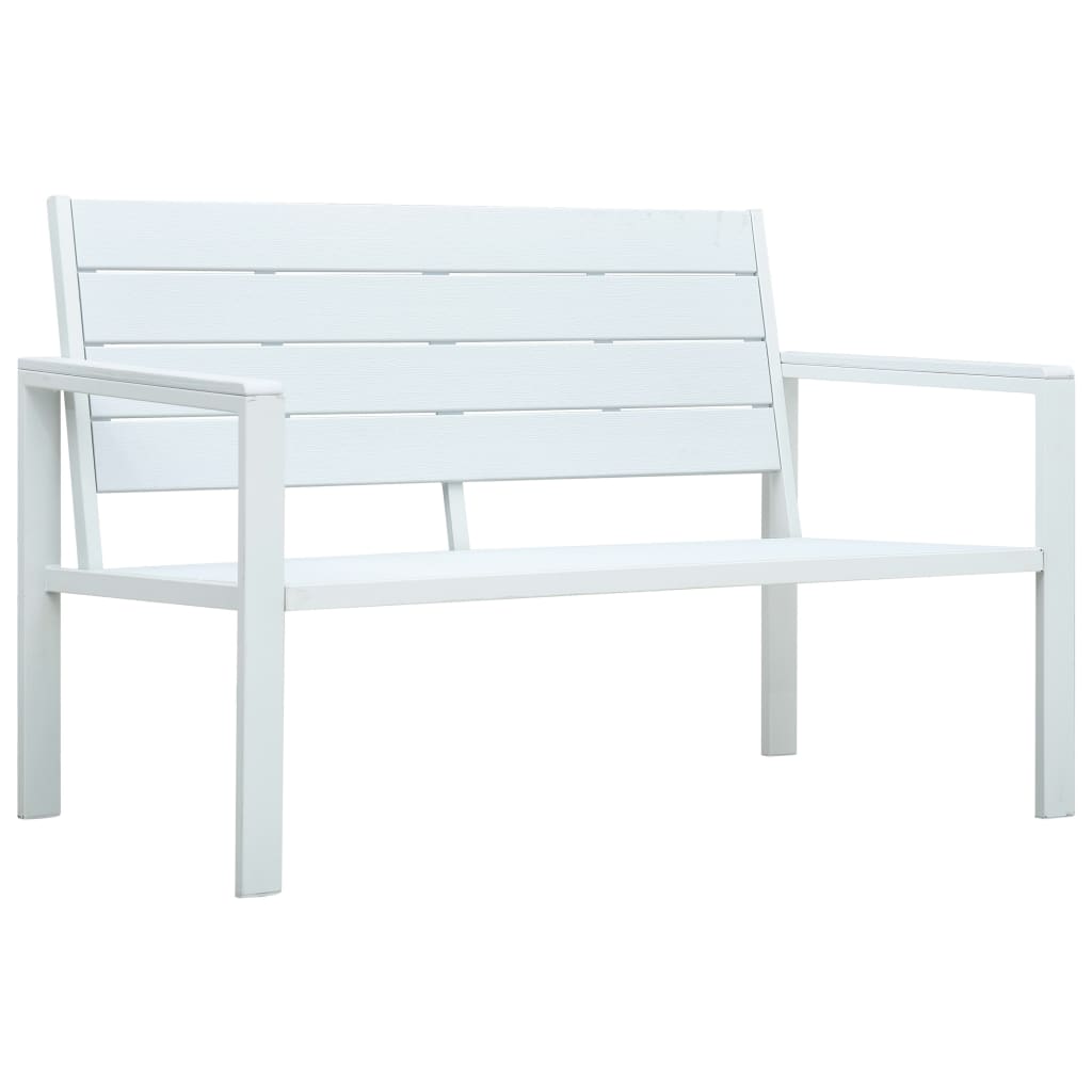 vidaXL Banco de jardín HDPE negroo aspecto madera 120 cm en color Negro/Gris/Blanco