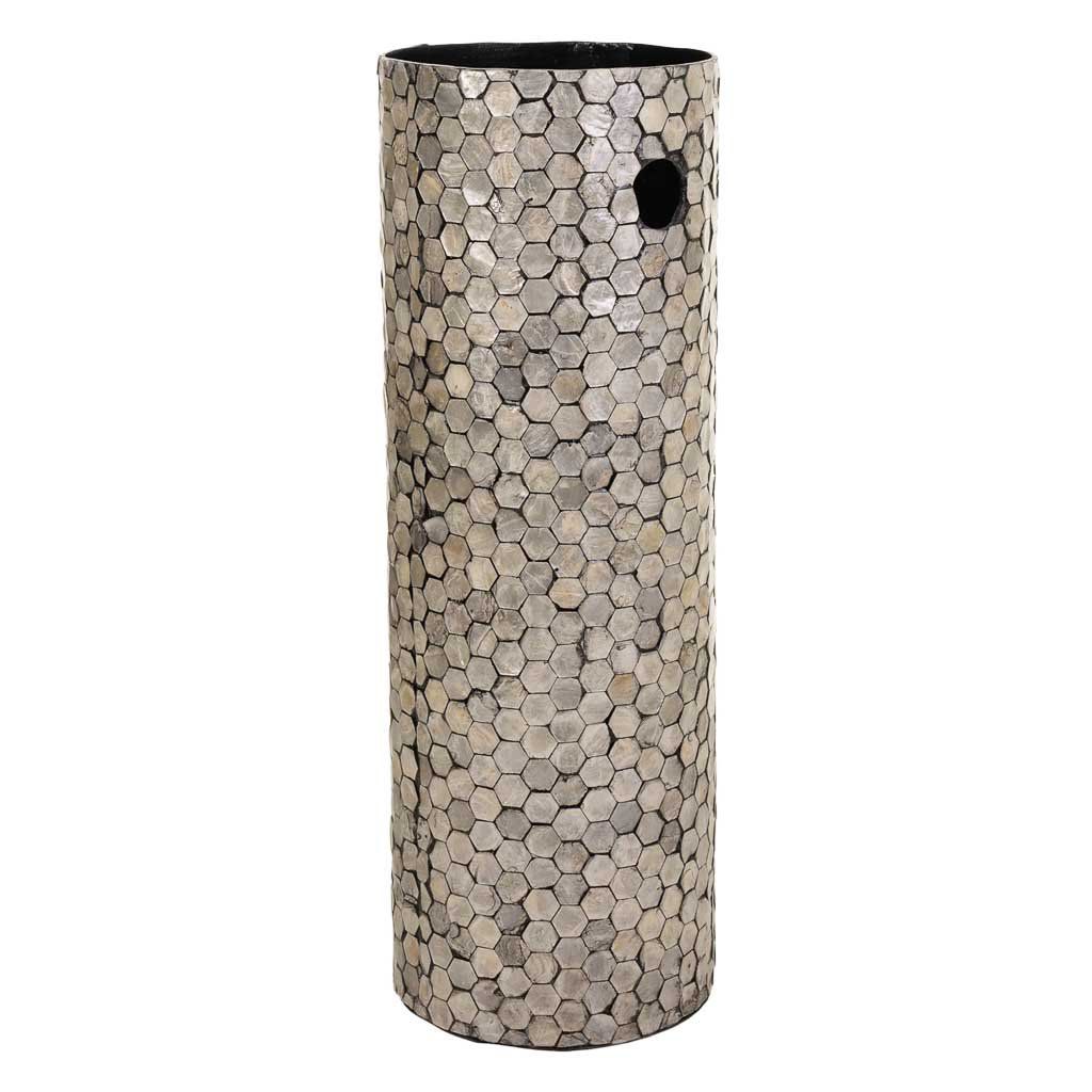 Paragüero Redondo De Madera Acabado En Capiz Gris 20x20x56cm, El mejor complemento para tu hogar
