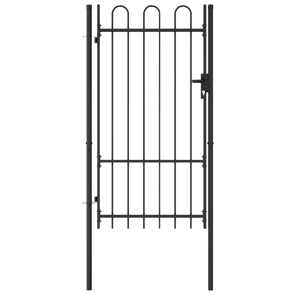 vidaXL CANCELA DE VALLA CON UNA PUERTA Y ARCO ACERO NEGRO 1X1,75 M