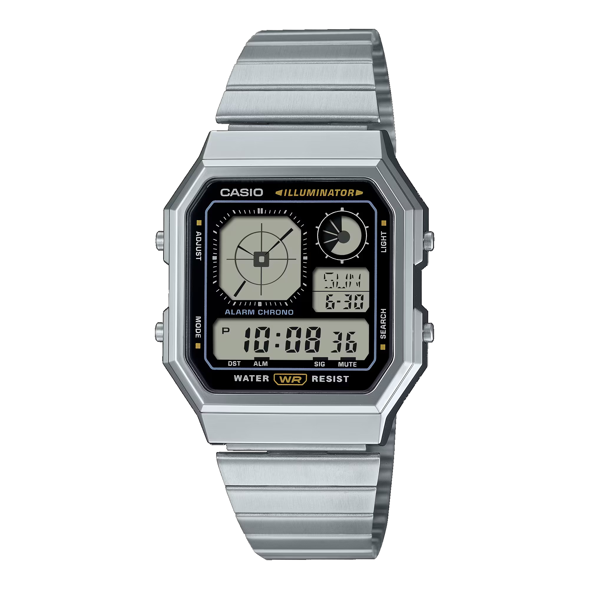 Reloj CASIO A130WE-1AEF Hombre EDGY COLLECTION Plateado y negro