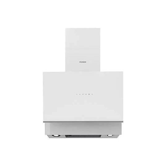 Campana Decorativa Inclinada HYUNDAI HCPD600AB 60cm 800m³/h Clase A Cristal blanco  | Booster, Táctil, 64dB, Niveles Extracción 4