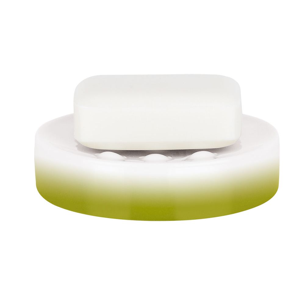 Jabonera SPIRELLA "Tube" de porcelana en color verde Ø11 x 2,6 cm