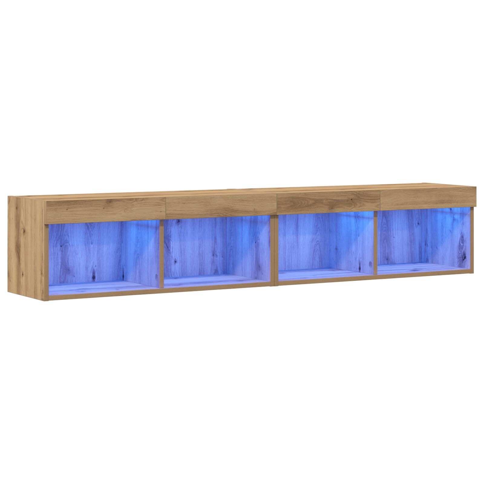 Gabinetes para TV de vidaXL con luces LED 2 piezas en roble artesanal 80x30x30 cm