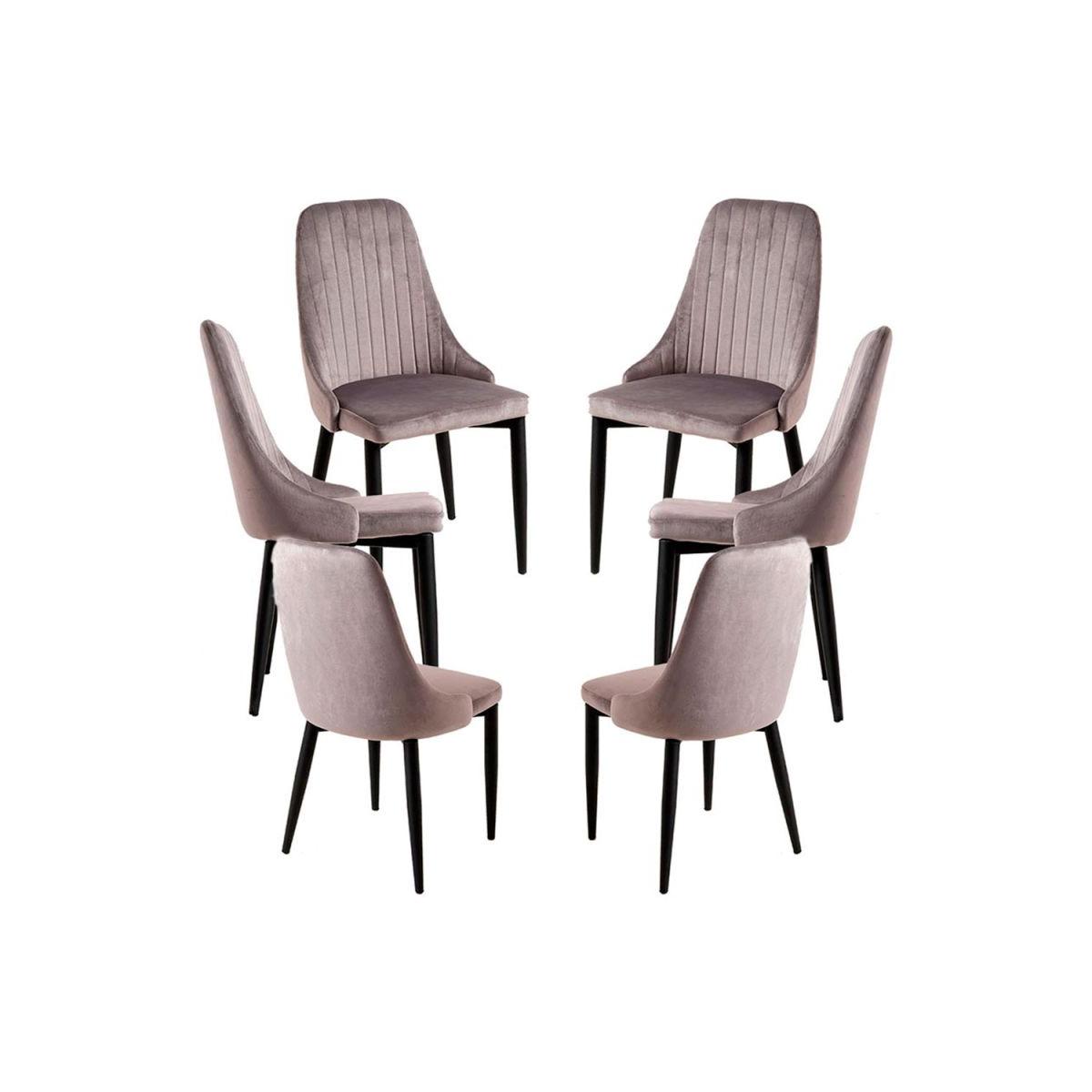 Regalos Miguel - Packs Sillas Comedor - Pack 6 Sillas Kan Terciopelo - Gris