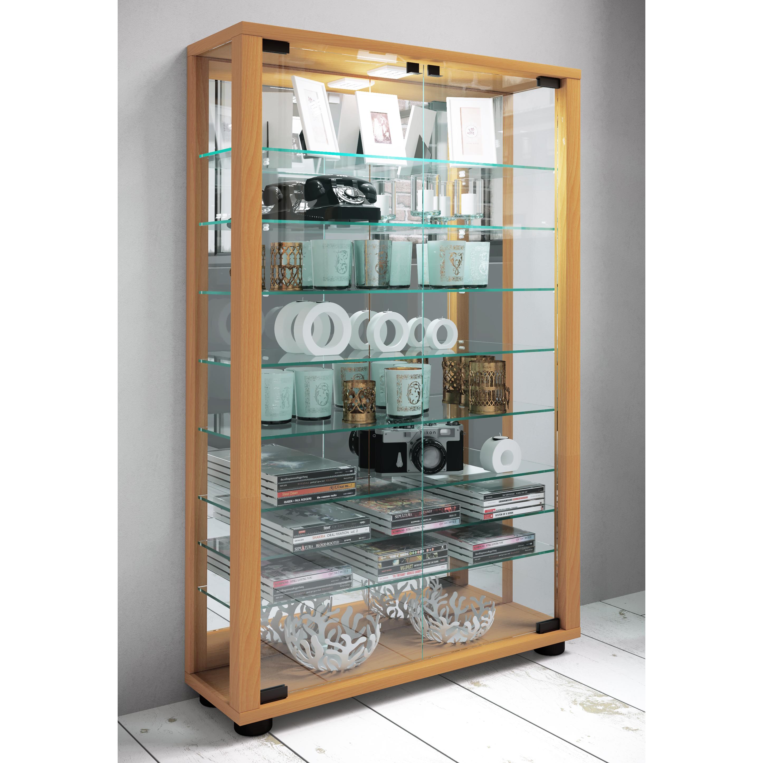 Vitrina de cristal de madera Vitrina de cristal coleccionable Vitrina de pie Lumo Mini espejo Vitrina de cristal de madera Vitrina de cristal coleccionable Vitrina de pie Lumo Mini espejo