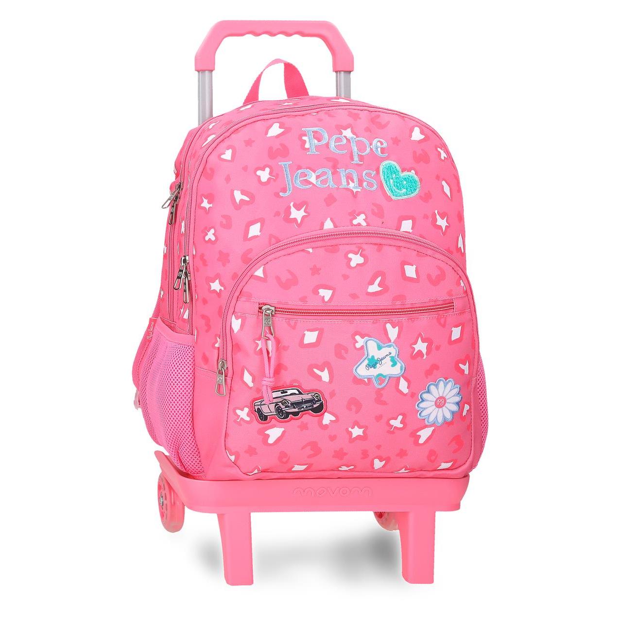 Mochila escolar con carro Pepe jeans Evelyn rosa