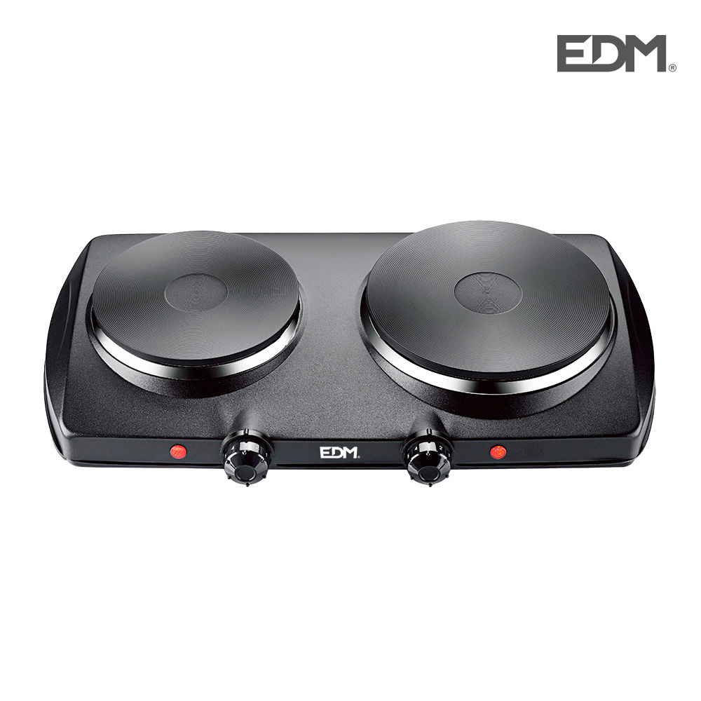 Cocina electrica negra 1400w 2 fuegos ce/a13 46,5x26x8,5cm edm