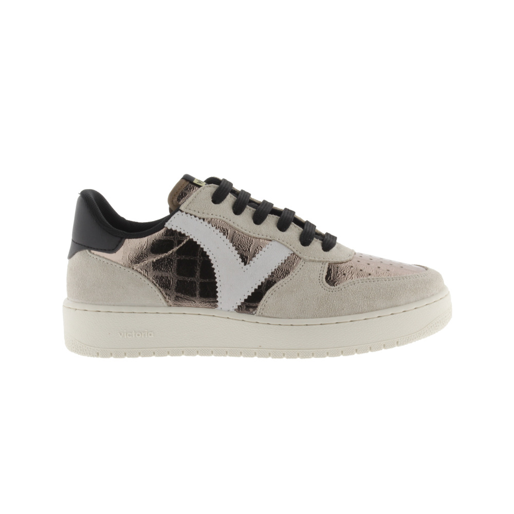 Victoria Madrid Zapatillas metalizadas con piezas de serraje en contraste 1258273