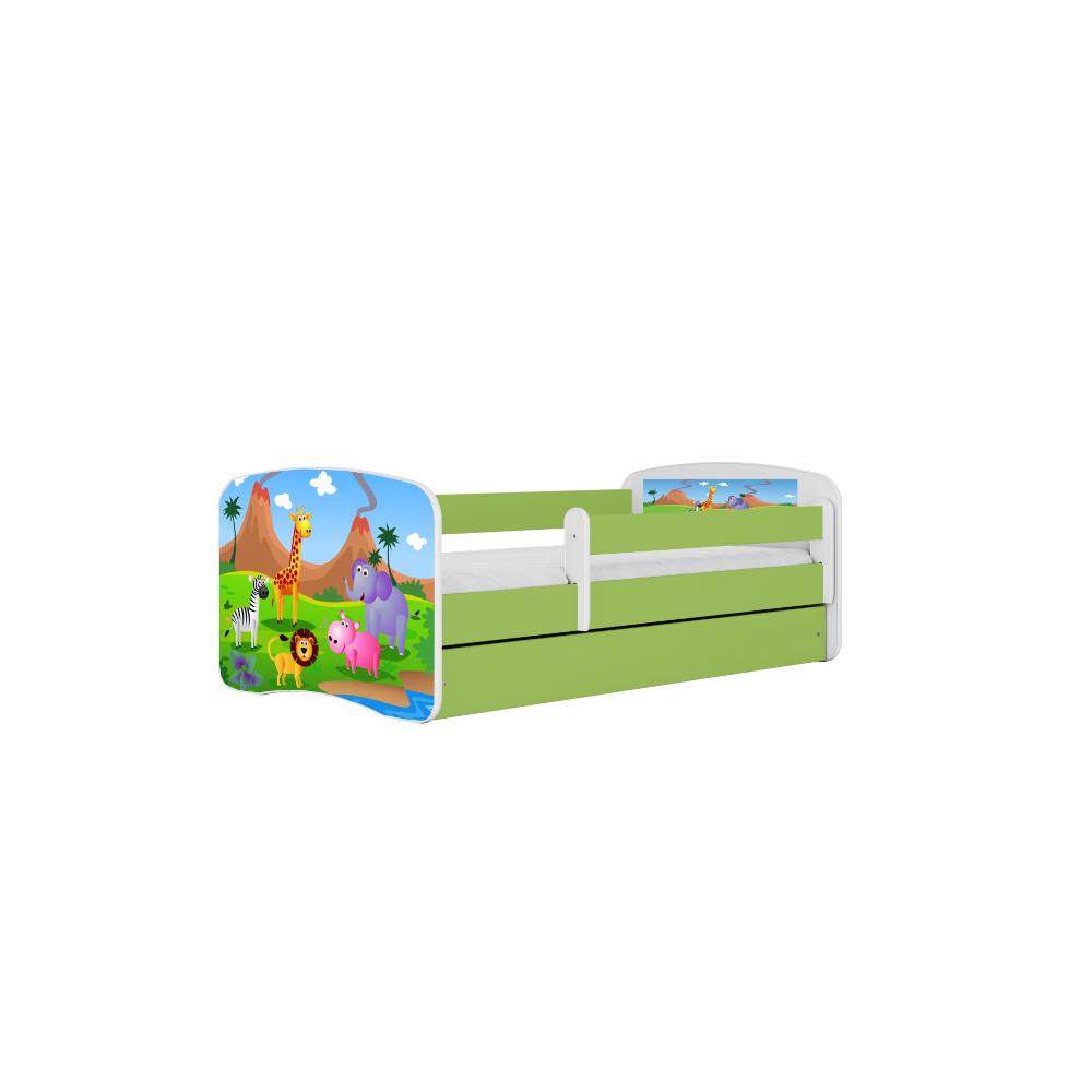 Cama 180 x 80 cm Kocot Kids com colchão BabyDreams Safari Green
