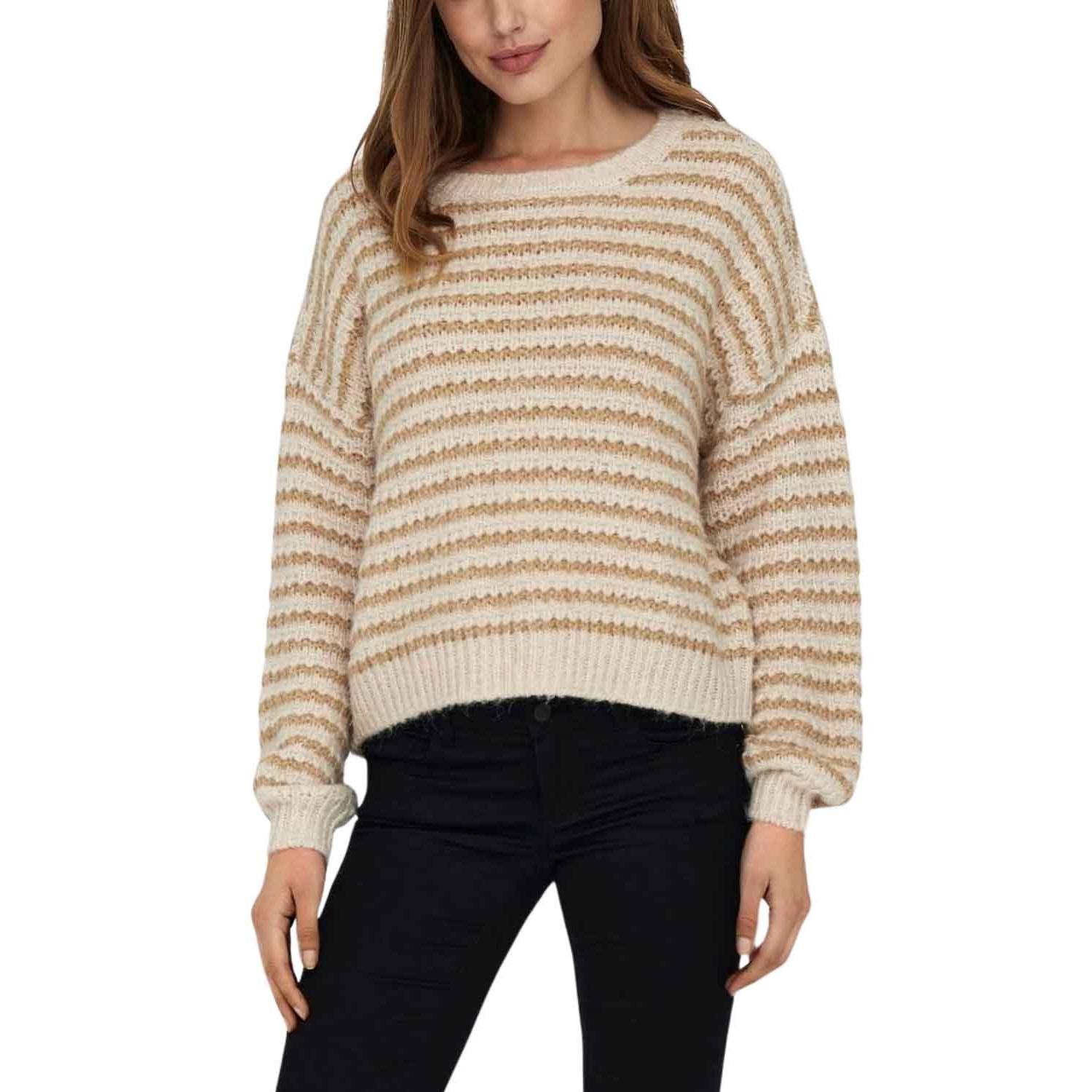 Only - Jersey Only Lann Rayas Beige para Mujer