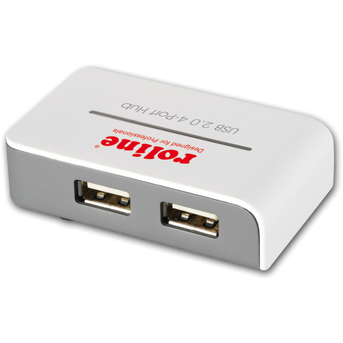 Hub ROLINE USB 2.0 (4 Puertos) con Fuente de alimentación Blanco/Negro