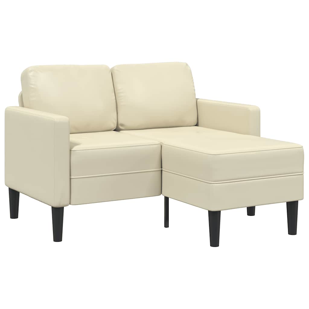vidaXL Sofá de 2 plazas con chaise longue en forma de L crema 125 cm