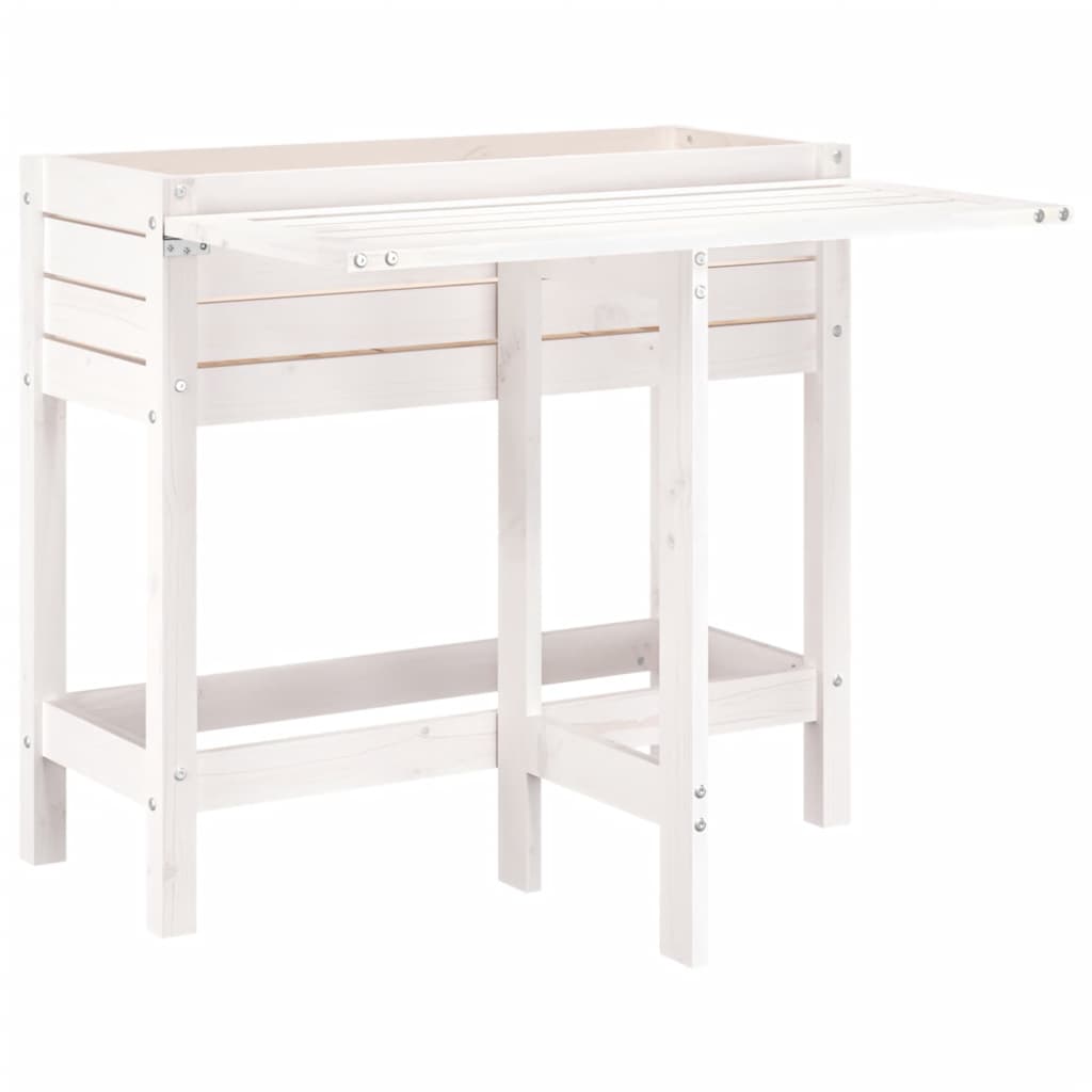 vidaXL Jardinera con tapa plegable madera maciza de pino  Color Pino natural,  Pino blanco,  Pino gris y mas