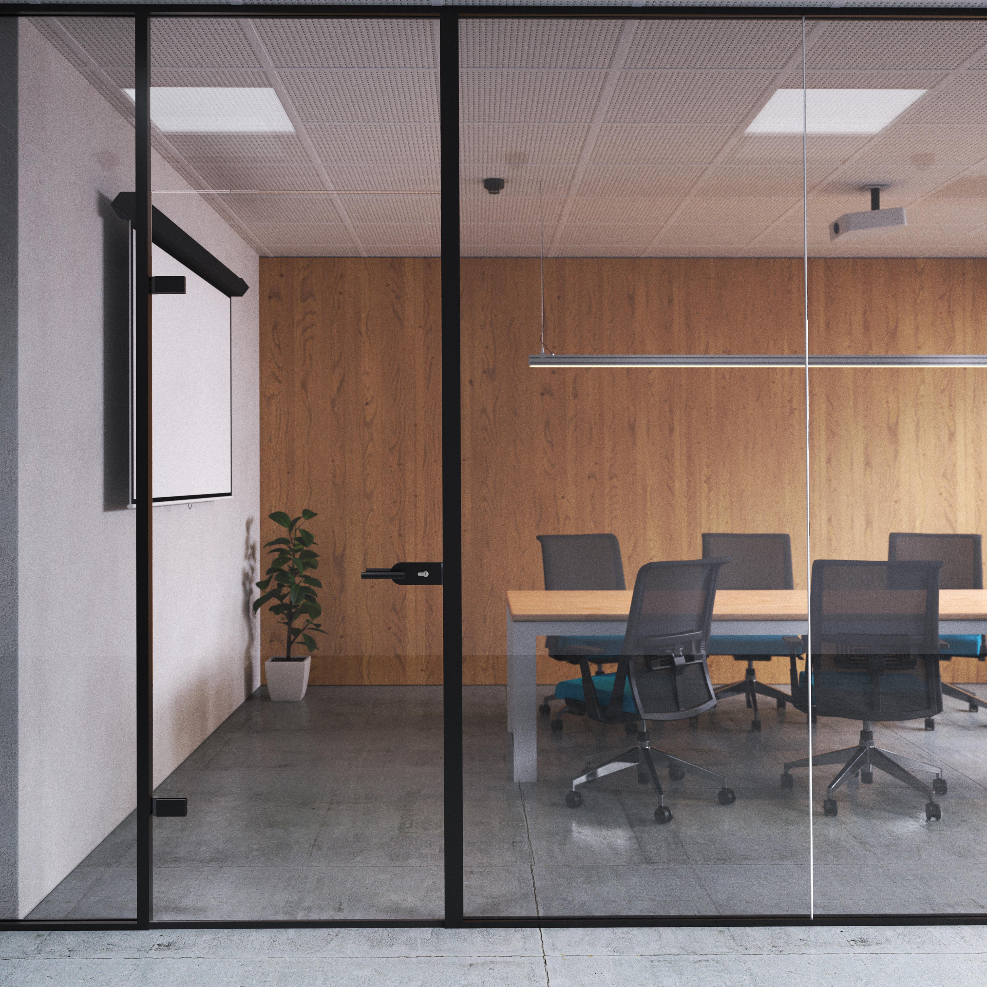 Cerradura para puerta de cristal con marco de madera, bombillo con llaves, puerta vidrio 8-12mm, acero y aluminio, pintado negro