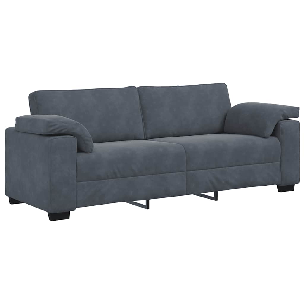 vidaXL Sofá de 3 plazas de terciopelo gris oscuro 220x77x82 cm