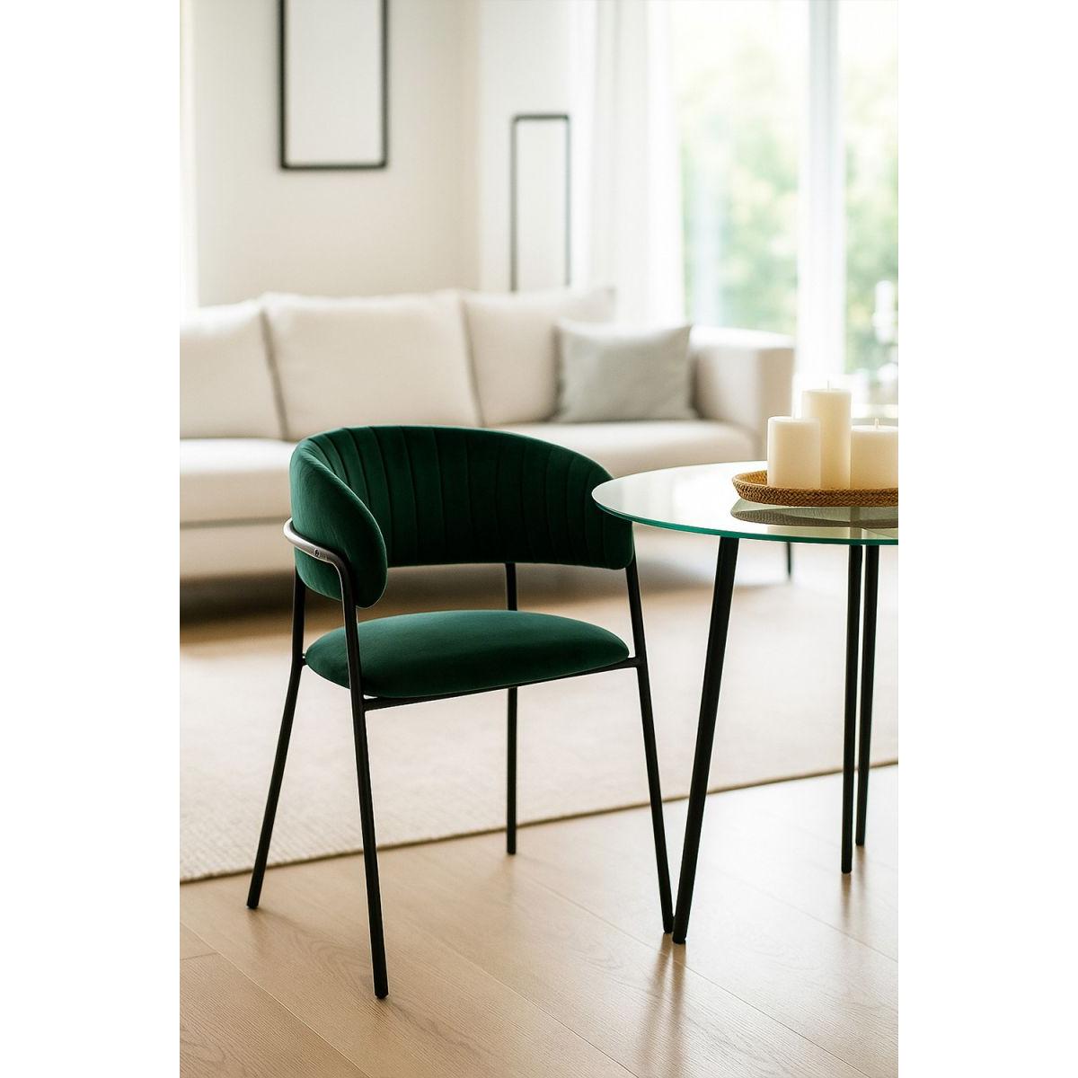 Regalos Miguel - Sillas Comedor - Silla Moniel Black Terciopelo - Verde