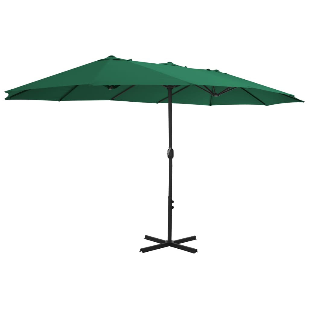 vidaXL Sombrilla de jardín con palo de aluminio 460x270 cm Color Verde claro, Arena, Antracita