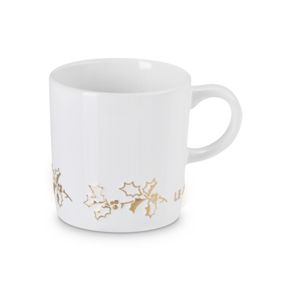 Taza de Cerámica Esmaltada Holly de Le Creuset – Edición Especial Navideña, 350 ml, Apta para Microondas y Horno
