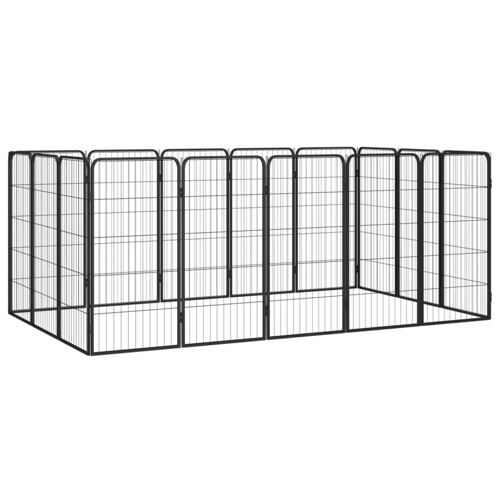 vidaXL Jaula Perros Acero Recubierto Polvo Negro Puerta Cachorro Dimensiones 50x50x100cm (4 paneles),  150x50x100cm (8 paneles),  200x100x100cm (12 paneles) y mas