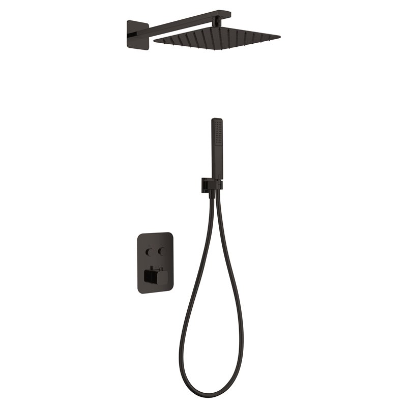 Imex Madeira GTM021/NG conjunto termostático para ducha 3 módulos diseño moderno negro mate
