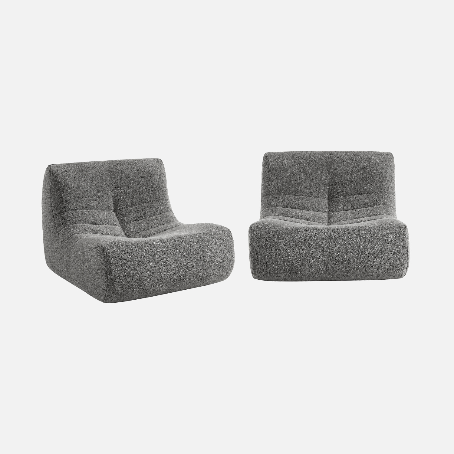 sweeek - Sofá modular en borreguito texturizado, 2 plazas , Sokol borreguito , 91x105x72