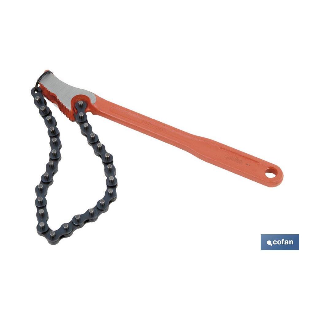COFAN - Llave de cadena reversible | Medidas: 4" y Longitud: 300 | Herramienta de fontanería