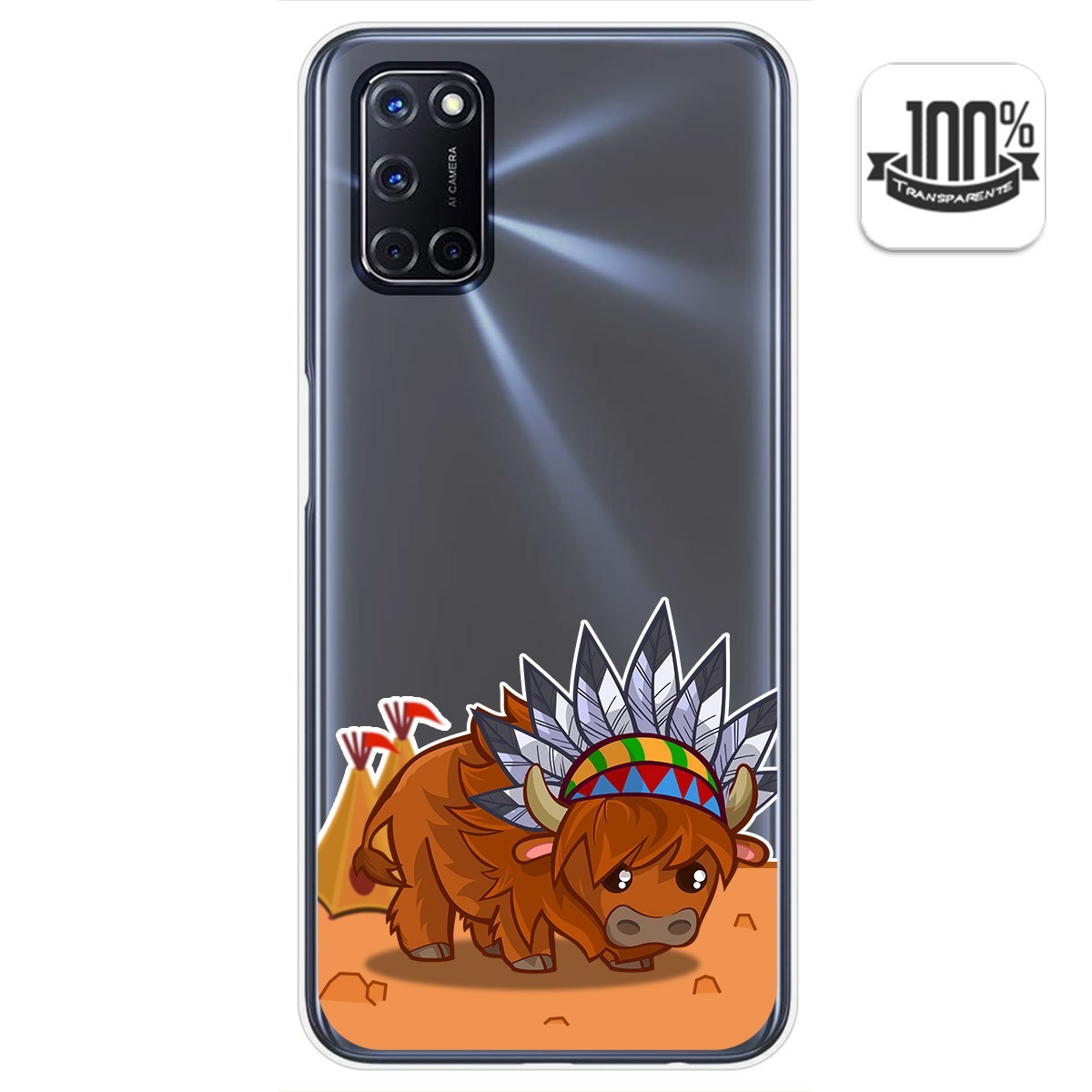 Tumundosmartphone Funda Gel Transparente para Oppo A52 / Oppo A72 diseño Bufalo Dibujos