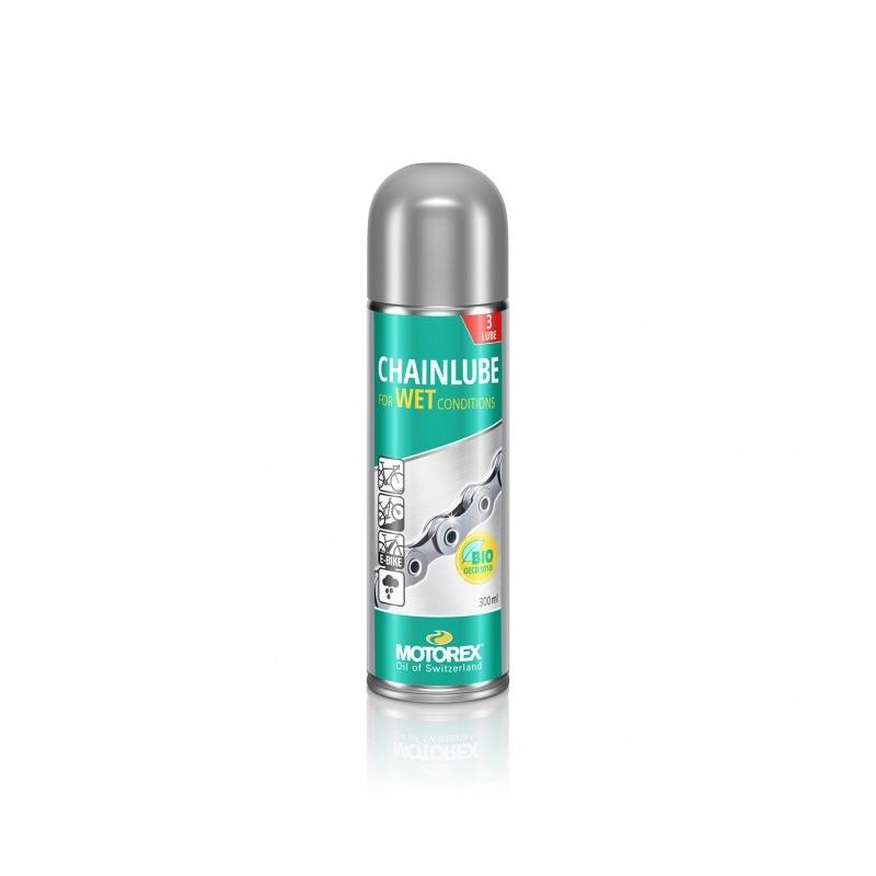 Motorex - Lubricante para cadenas Chainlube Wet Conditions en aerosol de 300 ml, ideal para motocicletas y condiciones climáticas húmedas, uso profesional y doméstico