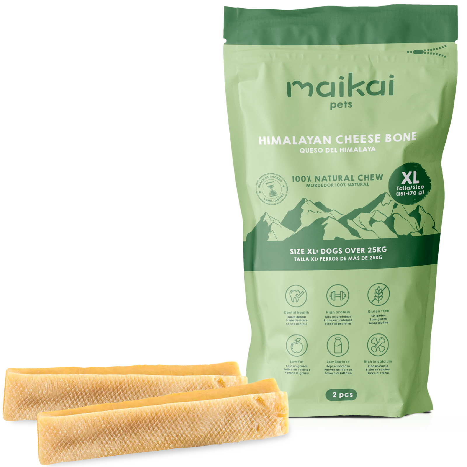 MAIKAI PETS - Barritas de Queso del Himalaya para Perros. 100% Natural. Cuidado Dental y Entretenimiento