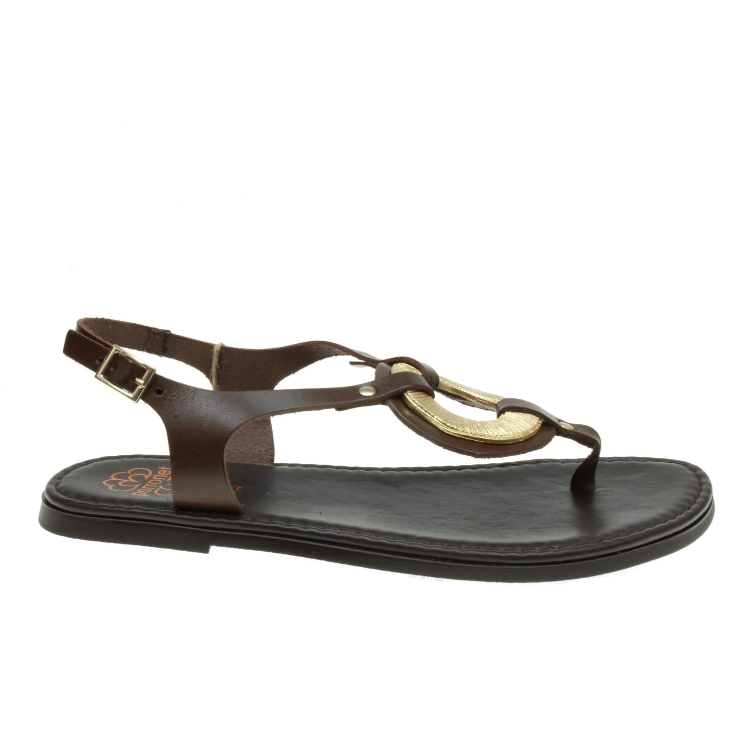 Porronet mod. 3218 - Sandalia en piel metida por el dedo con adorno metalico