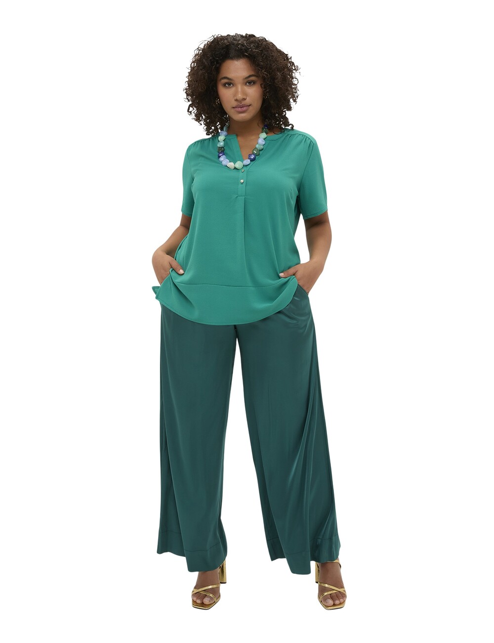 Fiorella Rubino - Camiseta de mezcla de lyocell con botones
