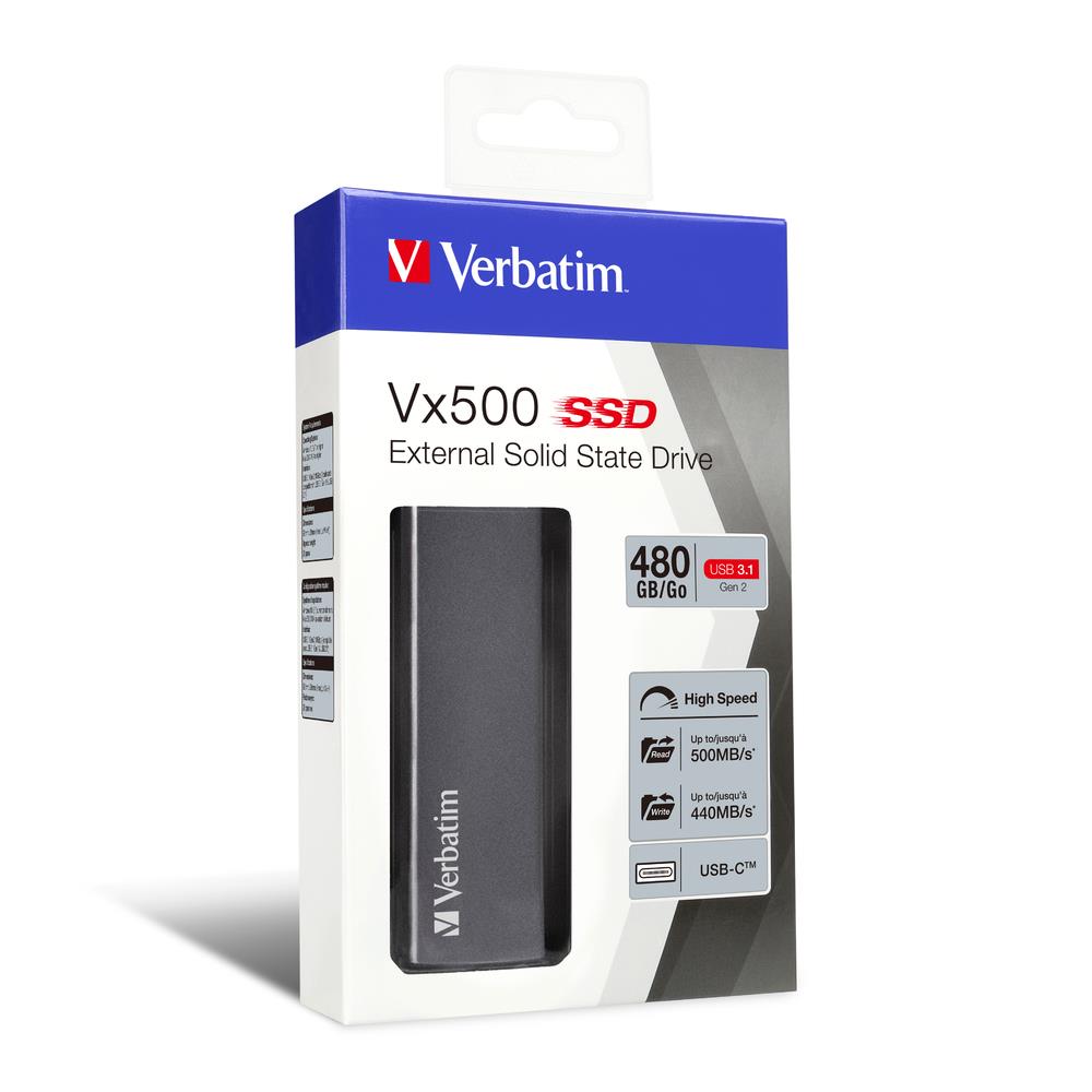 Verbatim Vx500 SSD Externo 480 GB USB 3.0 para Windows y Mac OS X Memoria Flash de Alta Velocidad